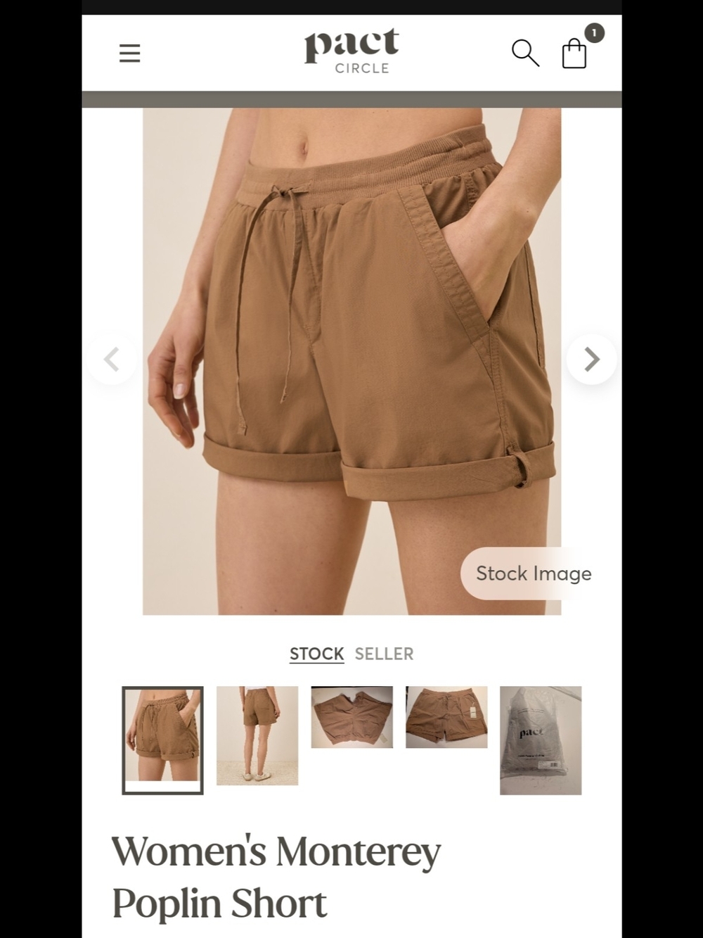 Pact Women's Monterey Poplin Shorts — Brown Sugar